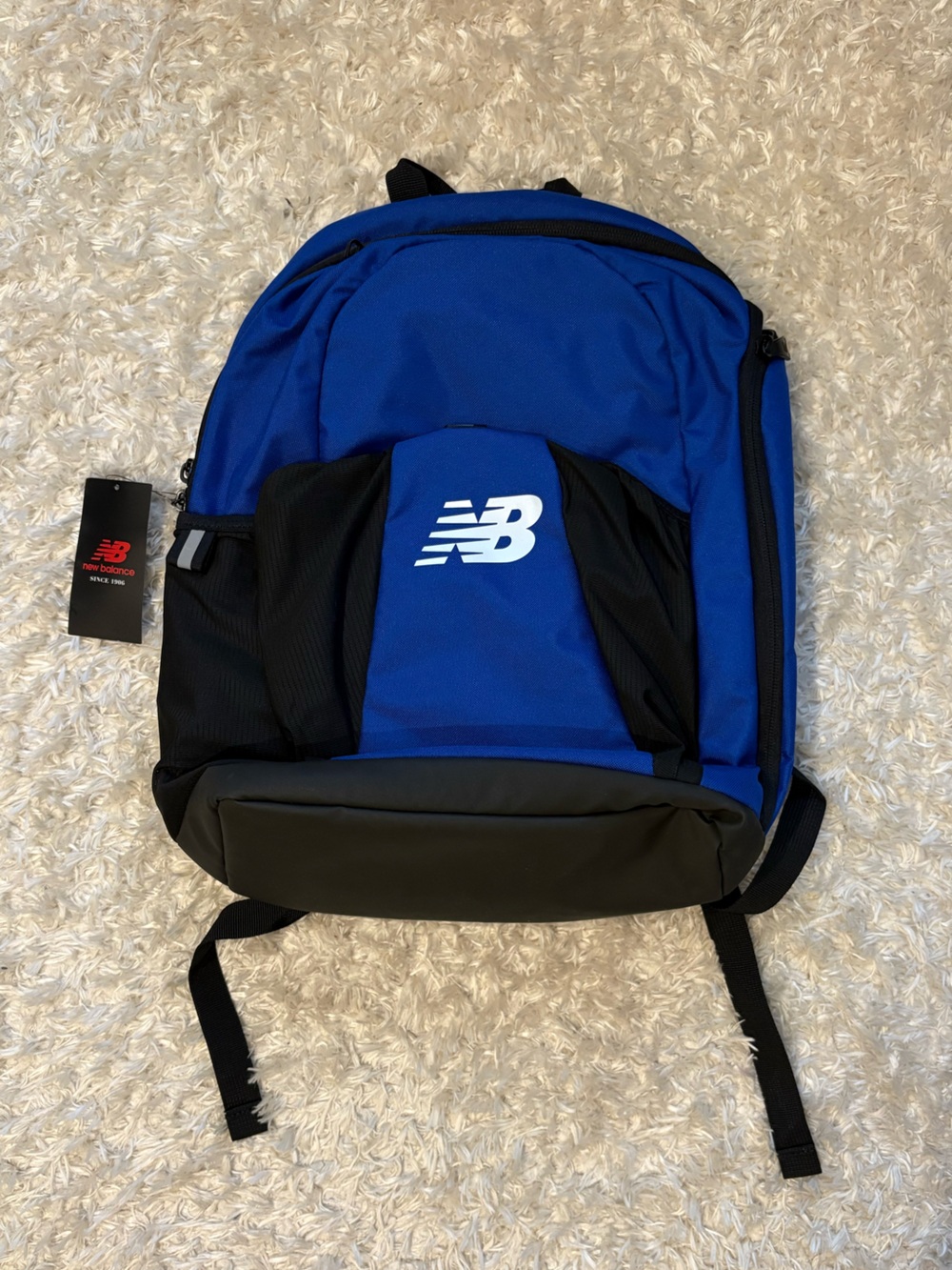 New Balance Royal Blue Black Team Ball Backpack, Shoe Pocket Ventilation Sturdy